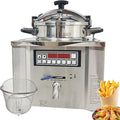 16L Commercial Pressure Fryer, 220V 3000W Electric Countertop Deep Fryer with Digital Control Panel, 304 Stainless Steel Frying Basket with Handle for Chicken Wings Chips Fishes Meatballs