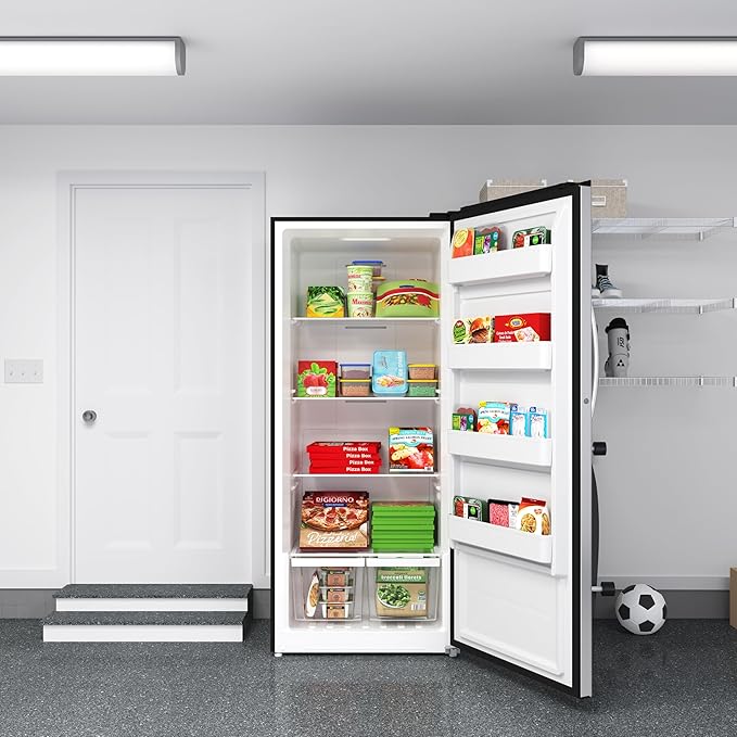 KoolMore 21 cu. ft. Upright Convertible Freezer/Refrigerator, 2-in-1 Appliance, Great Storage for Fresh or Frozen Food and Drinks, Clear Shelves and Drawers [Silver] (KM-RUF-21S)