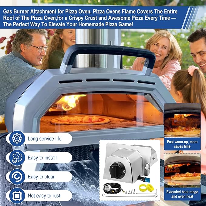 Pizza Oven Accessories, Pizza Oven Gas Burner Attachment, Outdoor Pizza Oven Accessory for Karu 12/12G/12-Inch Models Pizza Oven Propane Burner, Propane Conversion Kit with 5FT Hose & Regulator.