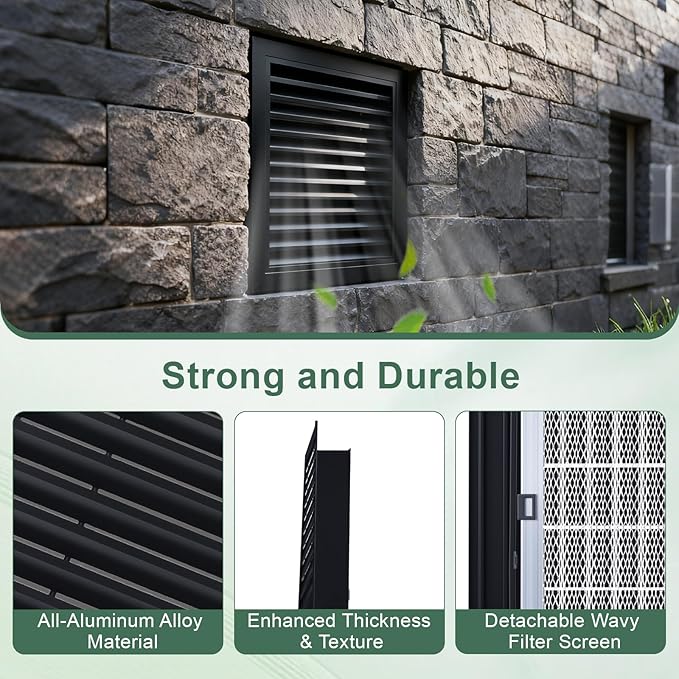 14"x14" Gable Vent - Premium Aluminum，Shed Vents with Screen, Ideal for Gables, Sheds, and Attics - Vent Opening 12"x12" - Boost Ventilation and Guard Against Moisture