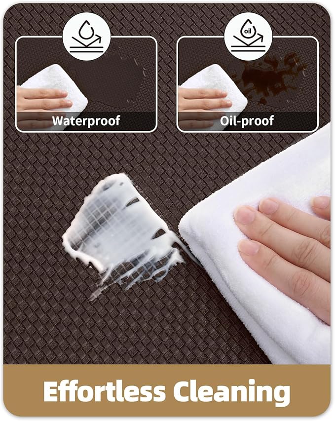 Color&Geometry Anti Fatigue Cushion Kitchen Mat for Floor -17"x79",Long,Easy Clean, Water & Oil Proof, Anti Slip, Foam Rubber Runner Rug for Front Sink Comfort Standing,Brown