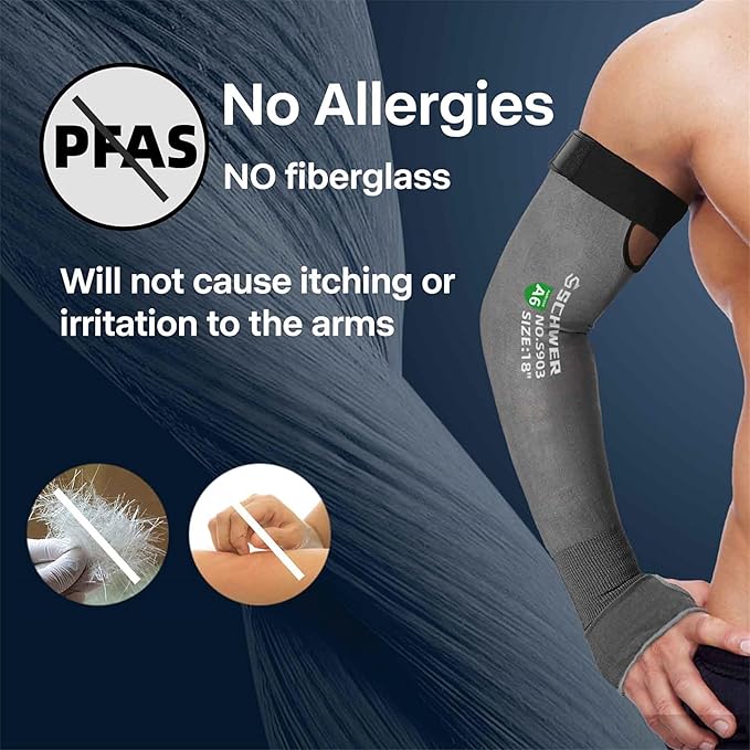 Schwer AIR-SKIN ANSI A6 Cut Resistant Arm Sleeves for Men & Women S903, Non-PFAS Arm Protectors for High Risk Work, Arm Protectors for Thin Skin, Gardening Sleeves for Farming, Lightweight, Breathable