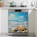 Beach Starfish Seashell Magnetic Dishwasher Cover,Ocean Sea Dishwasher Covers for The Front Magnetic Dishwasher Panel Decal Cover for Kitchen 23x26inch