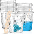 24 Pcs 64 oz 1800 ml Paint Measuring Cups Mixing Cups with Graduated and 20 Pcs Paint Mixing Sticks Plastic Disposable Resin Automotive Epoxy Mixing Cup for Paint Kitchen Cooking Baking