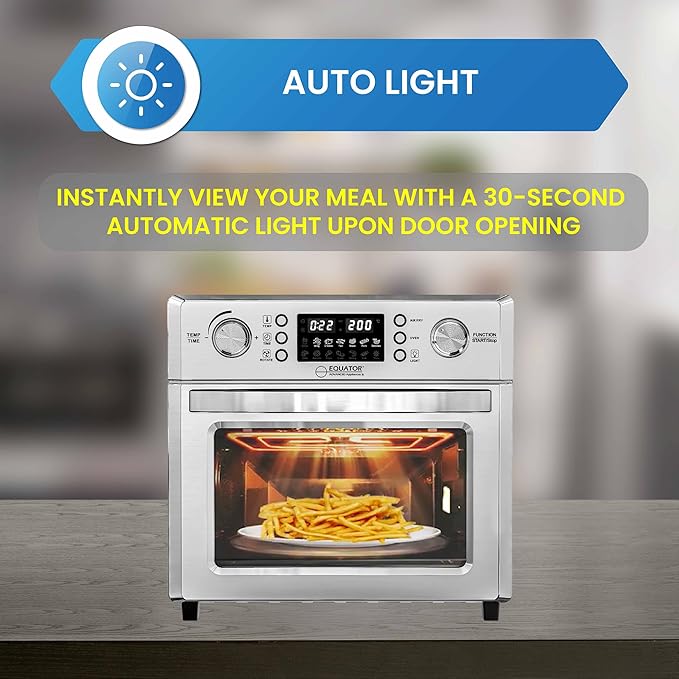 Equator Countertop 5-in-1 Air Fryer Oven + Convection + Pizza + Grill + Dehydrator Stainless Steel | 0.93 cu.ft | 110V | 360° Air Circulation System
