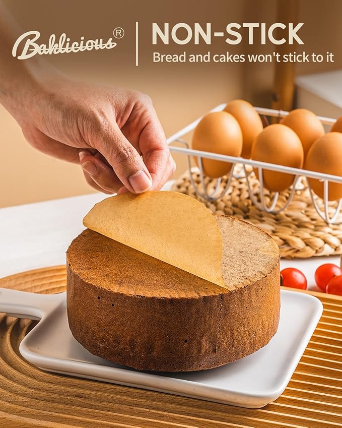 Baklicious 250Pcs 9 Inch Parchment Paper Rounds. Non Stick Round Parchment Paper, Baking Parchment Circles for Cake Baking, Patty Separating, Tortilla Wrapping