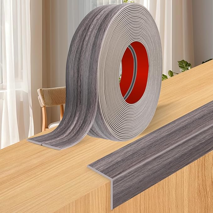 Wall Corner Protector Moulding Trim Peel and Stick Wall Corner Guards Trim Flexible Self Adhesive Edge Protector Moulding, 1.6 in x40 Ft, Brown Walnut Wood