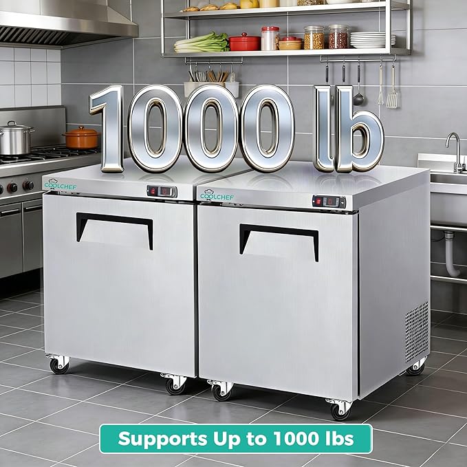 28" Commercial Worktop Freezer, 8 Cu.ft Single Door Stainless Steel Undercounter Freezer, -8–0°F, R290