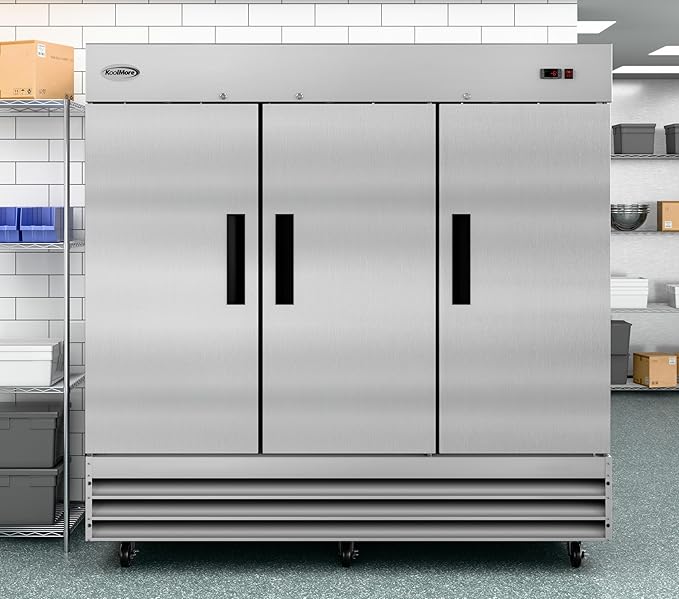 KoolMore 82" 3 Door Stainless Steel Upright Commercial Reach-in Freezer - 72 cu. ft, Model:RIF-3D-SS