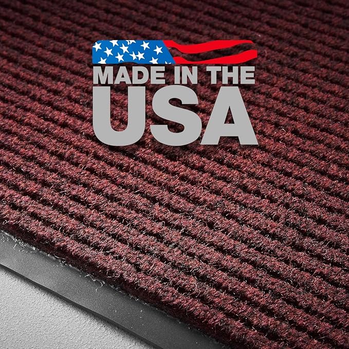 Consolidated Plastics Brush Dry Mat - Made in USA, Heavy-Duty Commercial DoorRug for Indoor/Outdoor Entryways, Non-Slip Backing for High-Traffic Areas (3' W x 4' L, Red)