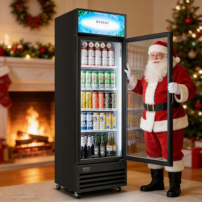 BODEGACOOLER Commercial Beverage Refrigerator, 240 Cans & 160 Bottles, Display Refrigerator For Beer,Soda, Merchandiser Refrigerator with Soft LED Light For Kitchen, Office, Garage, Gym,Man cave,Shop