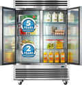 HECMAC 54" Commercial Refrigerator, 49 Cu.ft Reach-In Upright Fridge with 2 Solid Door, 33~40℉, 18-8 Stainless Steel Interior, 6 Shelves, ETL&NSF/ANSI 7 for Restaurant, Bar, Shop, Kitchen Use
