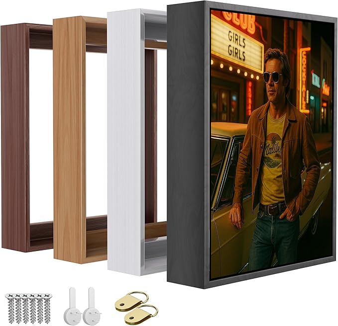 ART Canvas Floater Frame Fits 1”–1.25”Deep Gallery-Wrapped Canvas, Wood-Look Floater Frames for Finished Stretched Canvas Prints, Wall Oil Paintings Artwork for Home Bedroom (White, 14" x 18")