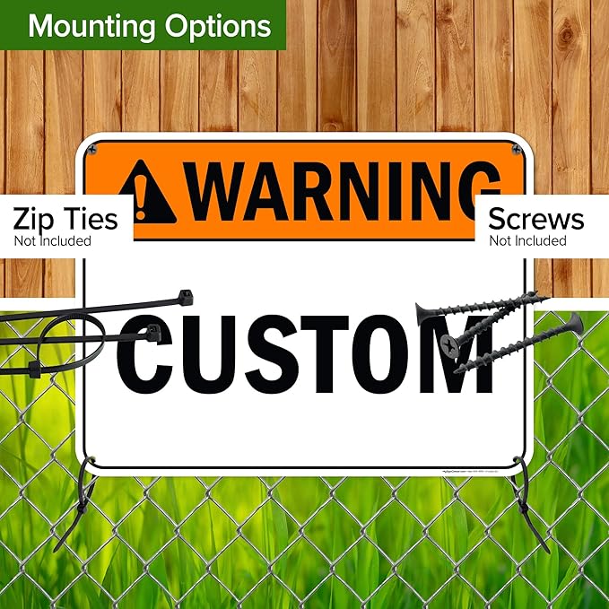Custom warning Sign, Ansi Sign, Osha Compliant, 18x24 Inches, 55 mil thick HDPE (high density polyethylene), Made in USA by My Sign Center