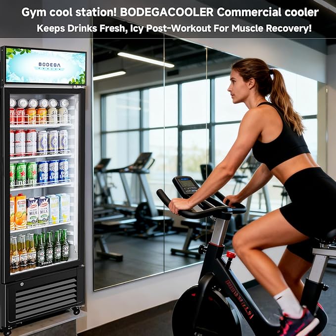 BODEGACOOLER Beverage Refrigerator and Cooler, 10.0 Cu. Ft Commercial Refrigerators For Man Cave, Display Refrigerator with Soft LED Light. 4 Shelves Merchandiser Refrigerators as Black Bar Cooler.
