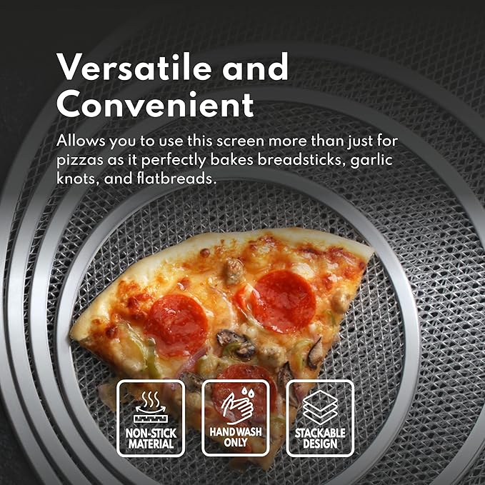 New Star Foodservice 50950 Restaurant-Grade Aluminum Pizza Baking Screen, Seamless, 12-Inch, Pack of 6