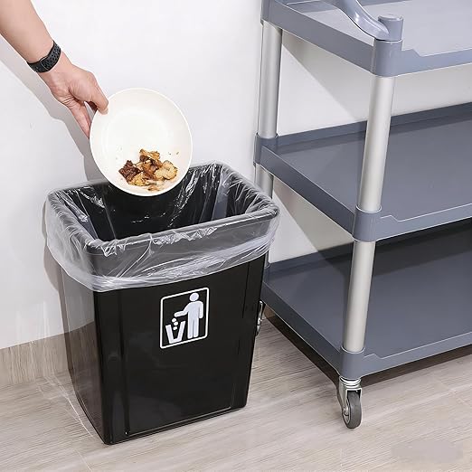 10 Gallon Open Top Trash Can, Compact Recycling Bin, Waste Basket for Under Counter/Kitchen/Office/Bathroom/Workplace/Dormitory, Black (Pack of 4)