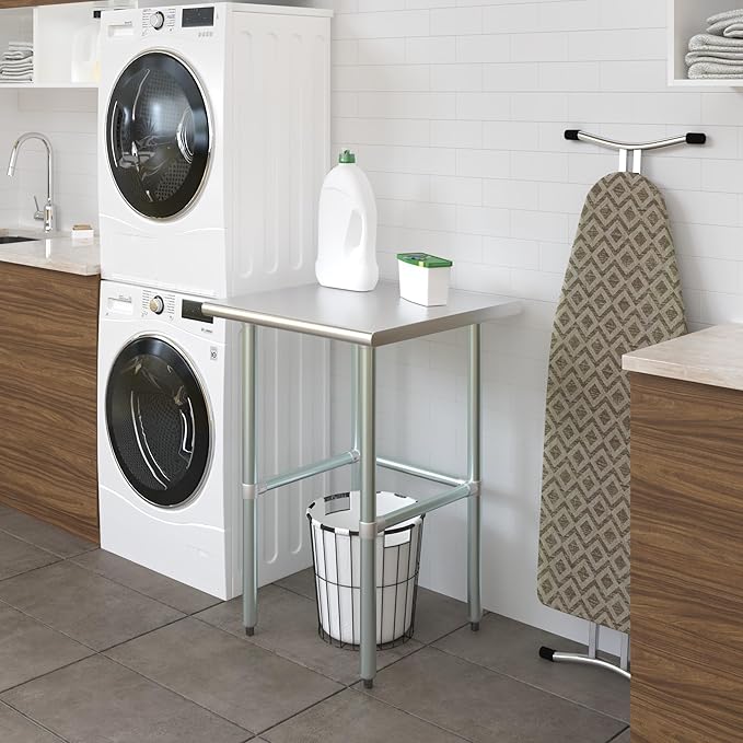 AmGood Stainless Steel Work Table Open Base | NSF Kitchen Island Food Prep | Laundry Garage Utility Bench (24" Long X 24" Deep)