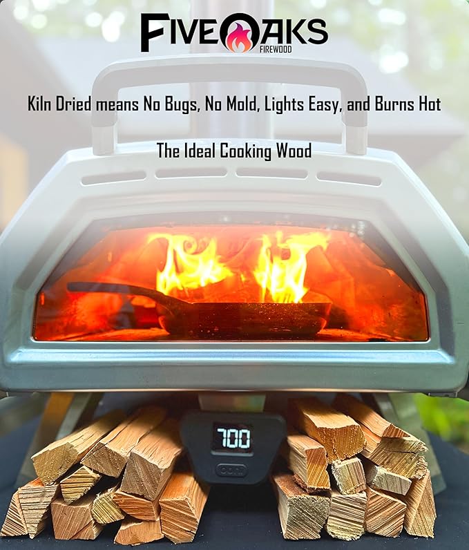 Kiln Dried Cherry Pizza Oven Wood, Mini 5 Inch Cooking Wood for Ooni, Gozney, Bertello Pizza Ovens - Approx 13lbs Product of USA (1,000 Cubic Inches)