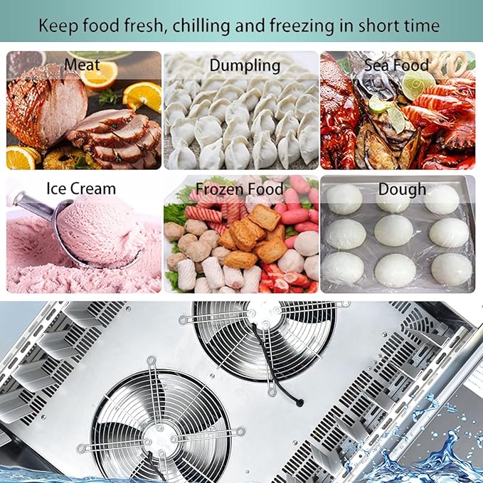 Kolice Commercial 5 Trays Blast Chiller, Chest Freezer, Shock Freezer with Food Probe,Used in Restaurant,Bakery,School,Hotel to Preserve Ice Cream,Fish,Chicken,Dumpling,Beef,Dessert,etc