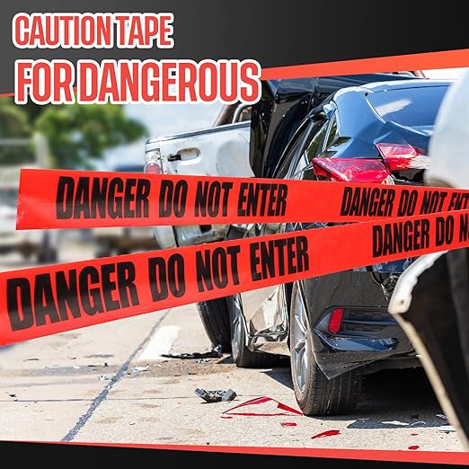 Treela 12 Pcs 3 Inch x 1000 ft Caution Danger Tape Roll Do Not Enter Cross Crime Scene Construction Warning Safety Tape for Hazardous Areas Halloween (Danger Do Not Enter,Red)