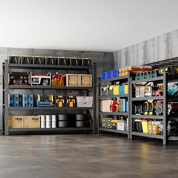 60" W Storage Shelves 5000lbs Garage Metal Shelving Heavy Duty Garage Shelves Adjustable Storage Shelves for Industrial, Factory, (60" W X 24" D X 70" H)