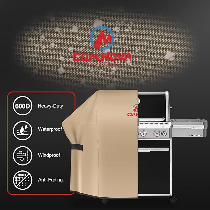 Comnova Grill Cover 82 Inch - 600D BBQ Cover for Outdoor Grill Heavy Duty & Waterproof, Large Barbecue Gas Grill Covers for Weber, Char-Broil, Nexgrill, Monument, Dyna-glo, Brinkmann and More
