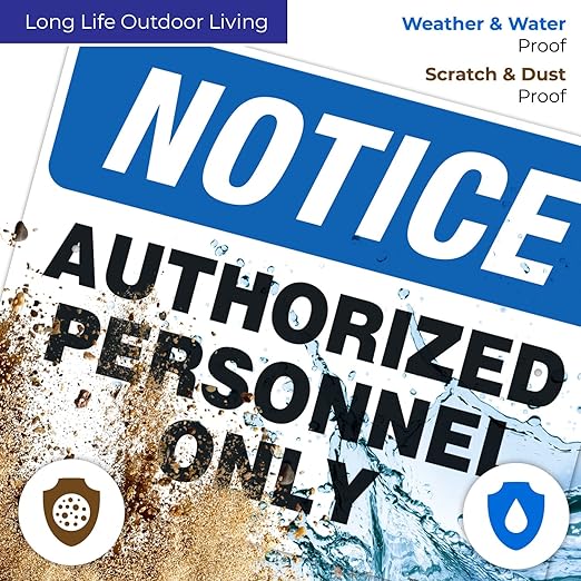 Authorized Personnel Only Sign, 24x30 Inches, 55 mil Thick HDPS (high Density polystyrene), Made in USA