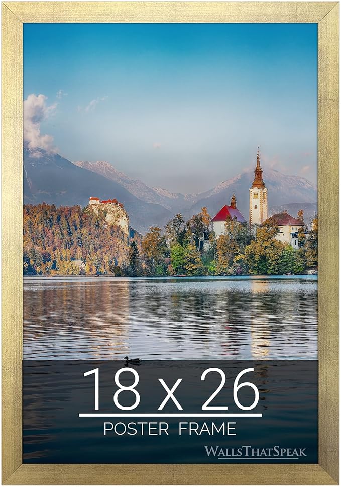 wallsthatspeak 18x26 Gold Picture Frame for Puzzles Posters Photos or Artwork