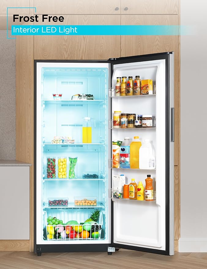 BLACK+DECKER 17 Cu. Ft. Convertible Freezer Refrigerator, Upright Freezer with Glass Shelves, ENERGY STAR rated, Frost Free, BUC1700XS, Stainless Look