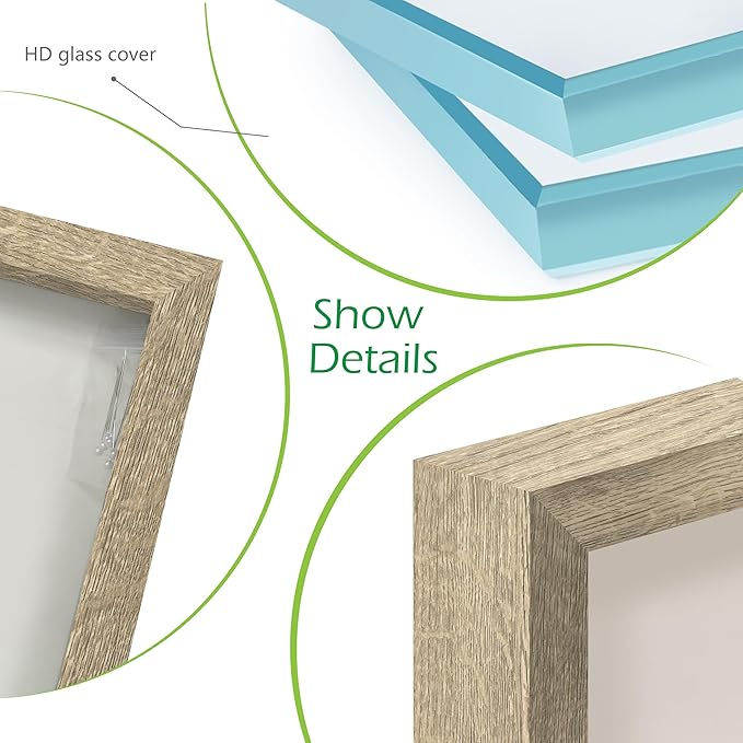 FrameWorks 11x11 Driftwood Wooden Shadow Box Frame – Soft Felt Back, Tempered Glass, and Included Elegant White Ball Push Pins