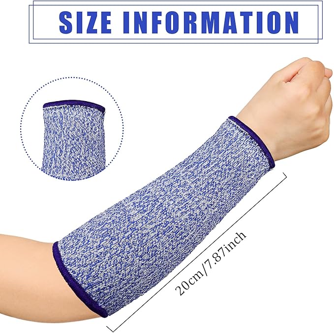 Sintege 3 Pairs Arm Protectors for Thin Skin and Bruising Cut Resistant Forearm Sleeve Level 5 Arm Burn Protection Sleeve (Royal Blue,7.9 Inch)