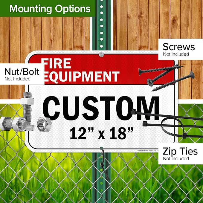 Custom Fire Equipment Sign, Ansi Sign, Osha Compliant, 12x18 Inches, 3M EGP Reflective, Rust Free .063 Aluminum, Fade Resistant, Made in USA by My Sign Center