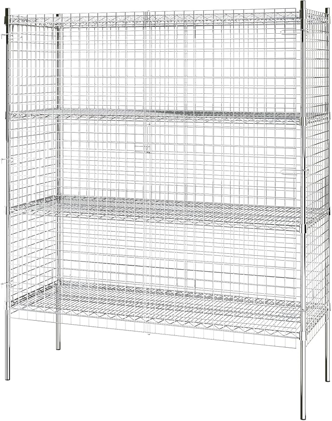 Commercial Grade NSF Listed Metal Wire Mesh Storage Chrome Security Cage Kit, 24" x 60" x 74", Perfect for Warehouse, Grocery Store, Restaurant, Dishroom