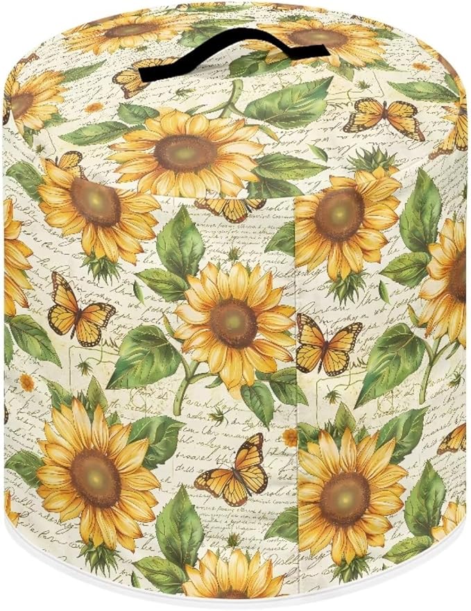Fashion Sunflower Instant Pot Accessories Flower Kitchen Appliance Covers Air Fryer Storage Cover Cover for Appliances with Handle and Pocket Portable Convenient M