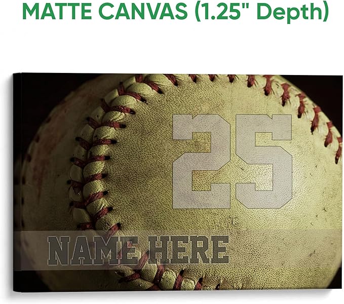 Personalized Softball Poster & Framed Canvas, Motivational Wall - Softball Ball Home Office Decor, Custom Name Number Bedroom Living Room Aesthetic Wall Art Gift For Girl, Daughter, Kid