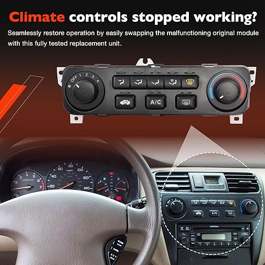 Climate Control Module A/C Heater Air Conditioning Panel Compatible with 2001-2002 Honda Accord Replace# 79600-S84-A21ZA