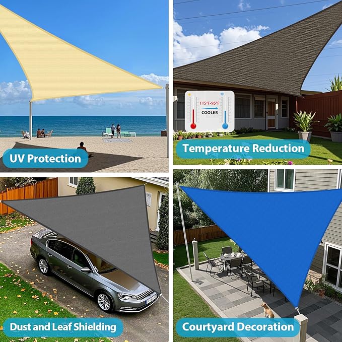 Amagenix Sun Shade Sail 8X10X12.8 Curved Edge Outdoor Shade Canopy Dark Grey Breathable 95% UV Block Shade Cloth for Patio Garden Backyard (We Make Custom Size)