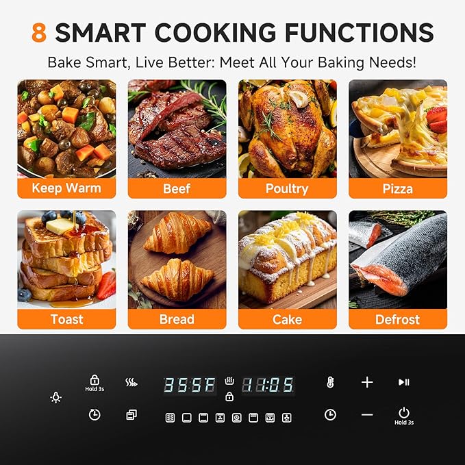 AMZCHEF Wall Ovens 24 inch Electric: 2800w Single Wall Oven with 8 Cooking Modes, 2.72 Cu.Ft. Electric Wall Oven, Convection Oven with Touch Control, Black