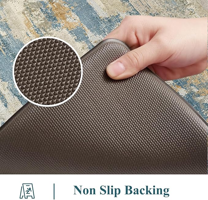 Collive Kitchen Mats for Floor 2 Piece, Abstract Cushioned Anti Fatigue Rugs Non Slip Waterproof Kitchens Sink Mat, Blue Modern Standing Mat for Bar, Office, Desk, Home Decor, 17"x29"+17"x47"