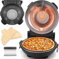 Baker’s Friend Electric Pizza Oven Indoor Countertop, 12 Inch Pizza Maker Machine for Home, Pizza Cooker & Pizza Grill, Premium Glazed Ceramic Stone Pizza Oven, Graphite Gray
