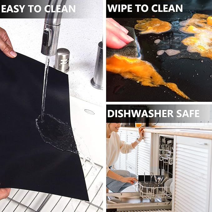 Oven Liners for Bottom of Oven/Electric Oven/Gas Oven/Toaster Oven/Air Fryer,Nonstick Heavy Duty Resuable Grill Mat PFOA Free Oven Mat Oven Protector Liner Baking Cooking Supplies,4 Pack,16x20 IN