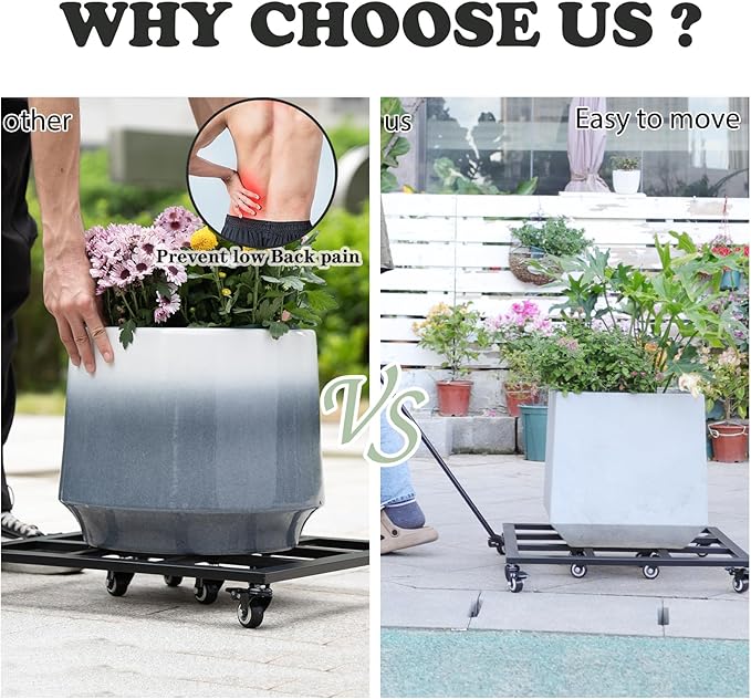 22 Inch Planter Caddies - Heavy Duty Plant Dolly with Wheels, Rolling Base for Indoor & Outdoor Pots, Perfect for Moving Large Planters, Trees, Barrels & More