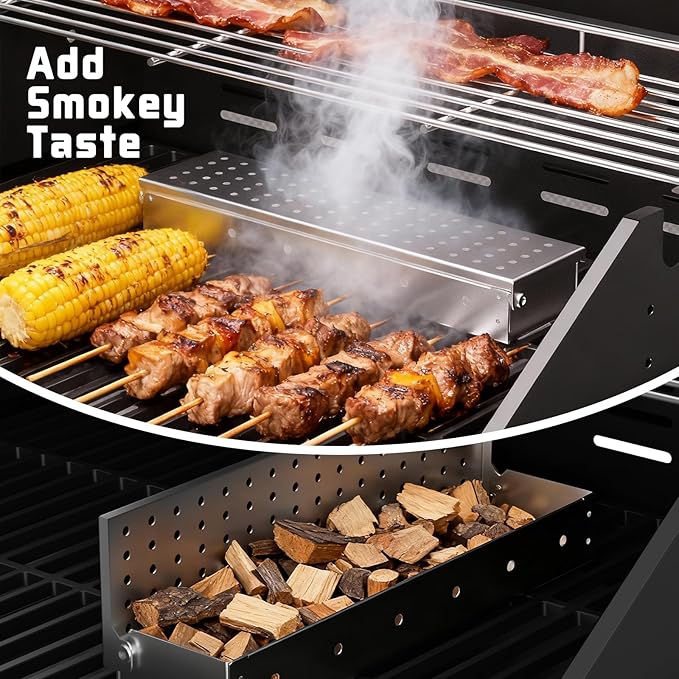 SKOK 5+1 Burners Infrared Grill, Gas Grill with Cast Iron Grates, Outdoor Barbecue Grill 72,000 BTU Output