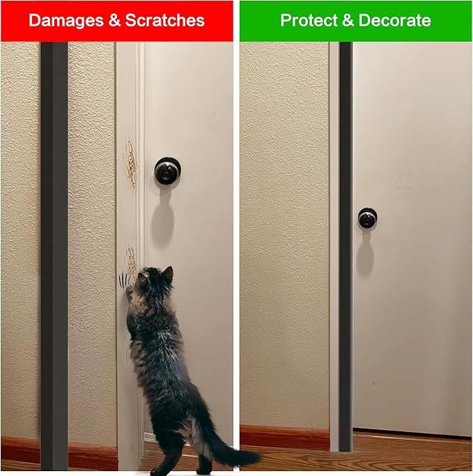 ‎Frychee Wall Corner Protector, Walls Edge Protector，Self-Adhesive Wall Corner Guards,PVC Double Side Edge Protector， Furniture Stairs Guard (Black Wood Grain 2PCS 120cm/47.2in)