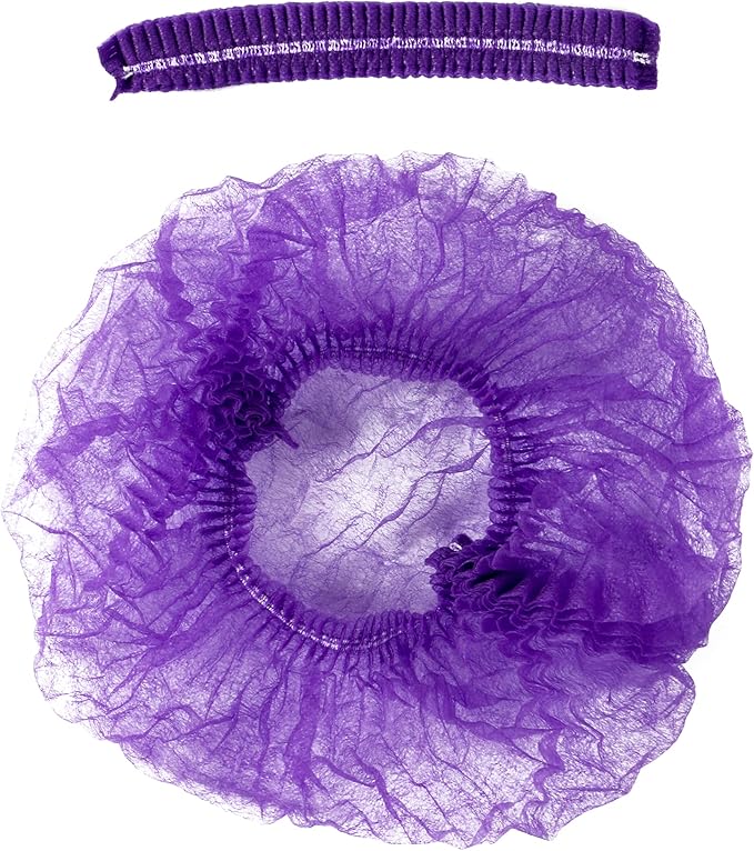ProtectX Disposable Bouffant (Hair Net) Caps Hair Head Cover Nets 21” (Purple 100 pack)
