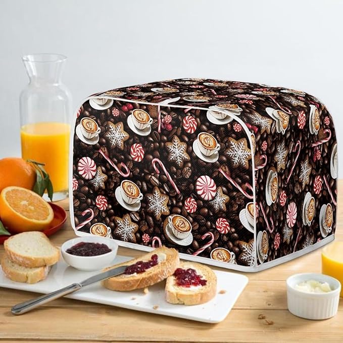 UNICEU Coffee Toaster Cover 2 Slice Coffee Candy Cookies Toaster Dust Cover Stain Resistant Oil Protection Dust Cover for Bread Maker,Washable Kitchen Small Appliance Covers with Top Handle,Size L