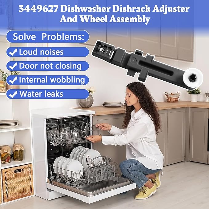 W10571738 Dishwasher Upper Dishrack Adjuster And Wheel Assembly Compatible with Whirlpool Maytag Dishwasher Top Rack Wheel Assembly Replacement Parts 3449627 PS11756470 WPW10571738 AP6023130 (2 Pack)