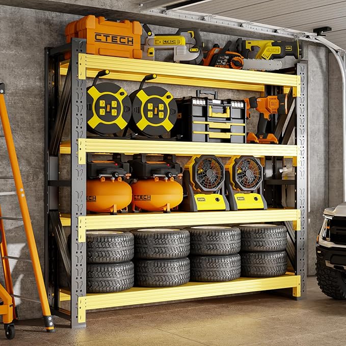 48" W Storage Shelves Heavy Duty, 4000LBS Metal Garage Shelving Units, 4 Tier Adjustable Shelf, Garage Storage Shelves Rack, Industrial Shelving for Warehouse, Basement,48" W x 20" D x 79" H