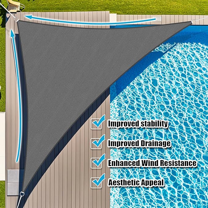 Amagenix Sun Shade Sail 19X19X19 Curved Edge Outdoor Shade Canopy Dark Grey Breathable 95% UV Block Shade Cloth for Patio Garden Backyard (We Make Custom Size)